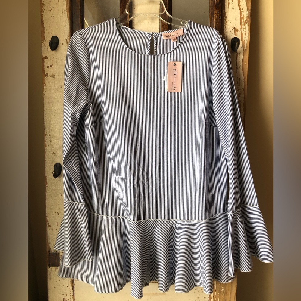 Philosophy bell sleeve shirt women’s Size 10 striped NWT
